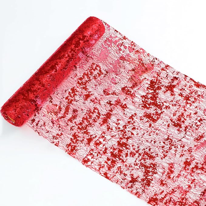 Snowkingdom 2Pcs Red Table Runner Roll Sequin Glitter Metallic Foil Sparkly - Image 5