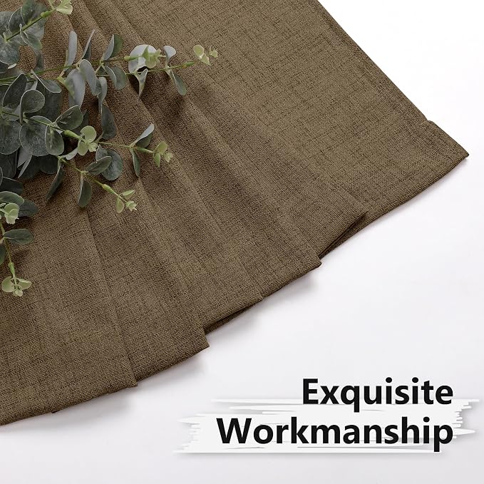 Tollpiz Linen Curtains Living Room Rod Pocket Semi Sheer Curtain Burlap Light - Image 7