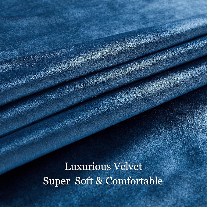 BULBUL Velvet Navy Blue Blackout Curtains 96 inches - Image 5