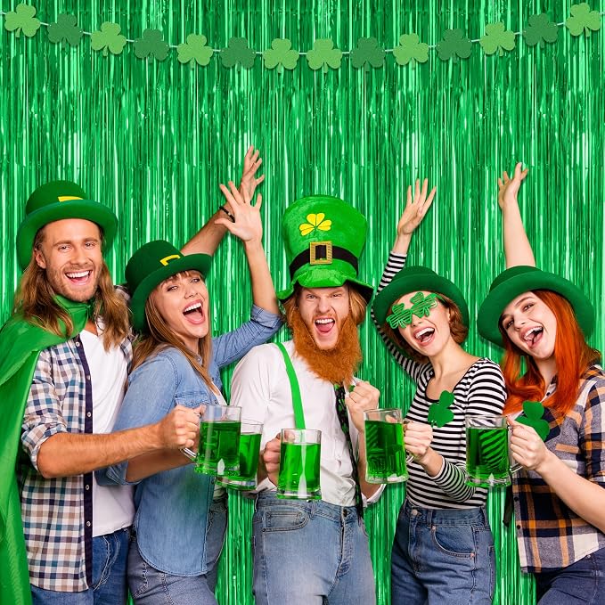 ZATAYE 12 Pack Green Christmas St Patricks Foil Curtain Decorations | Green - Image 7