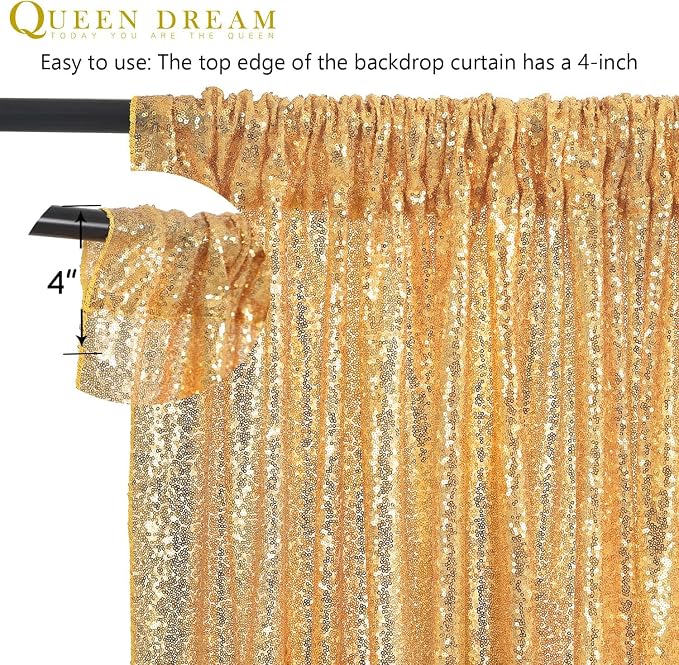 7ft x 7ft Gold Sequin Backdrop Curtain Glitter Photo Booth Backdrop | Glitter - Image 6