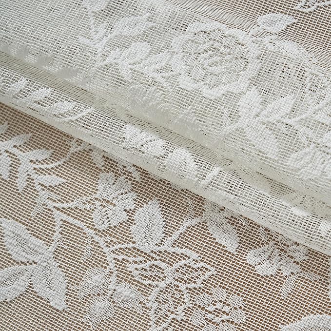 FINECITY Ivory Floral Lace Curtains - Image 7