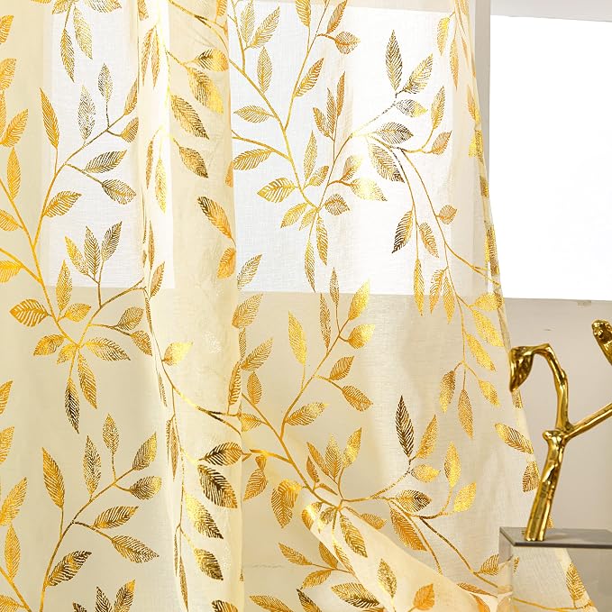 Sutuo Home Beige Sheer Curtains 96 Inches Long 2 Panels Set, Privacy Window - Image 3