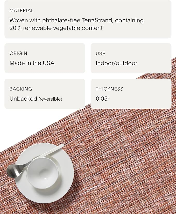 Chilewich Mini Basketweave Placemats, Woven Rectangle Placemats Set of 4 | Easy - Image 4