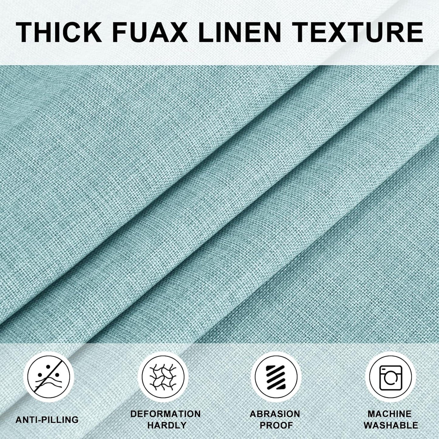 Hiasan Linen Tablecloth 80 Inch Round - Wrinkle and Stain Resistant Washable Polyester Fabric Table Cloth for Dining Room Kitchen Party, Aqua