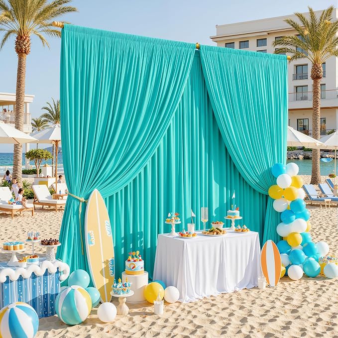 10x12 ft Turquoise Backdrop Curtains - Image 4