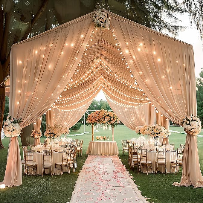 6 Panels Deep Champagne Ceiling Curtains - Image 5