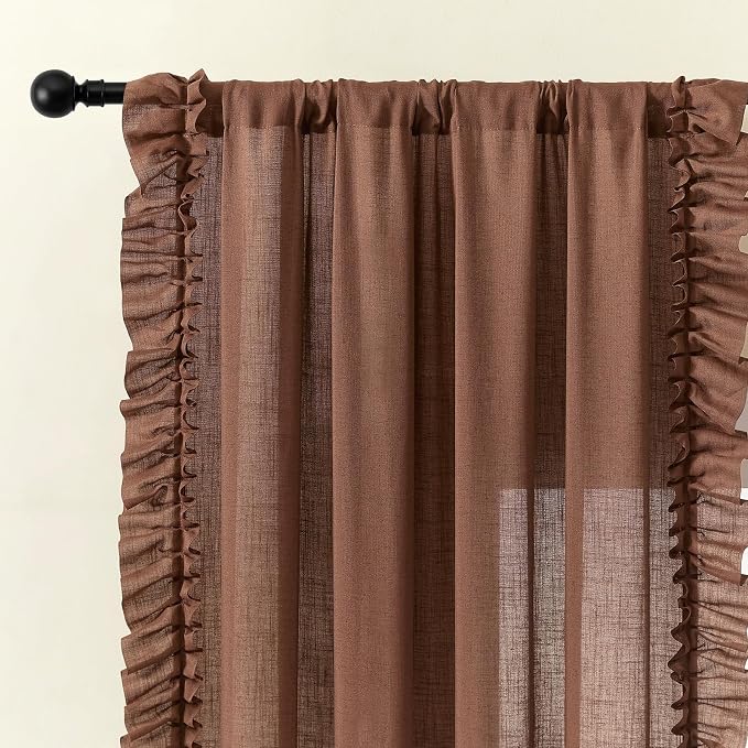 Dark Terracotta Farmhouse Linen Curtains - Image 3