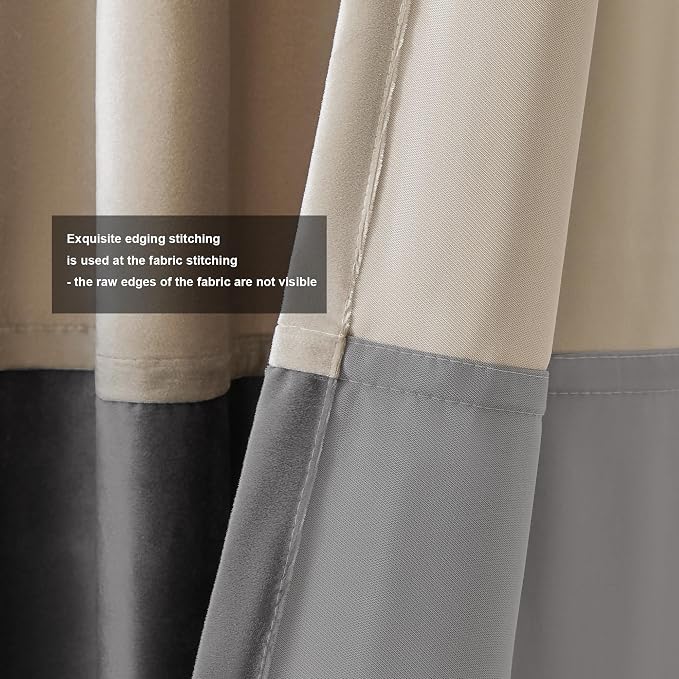 BULBUL Luxury Two Tone Velvet Curtains 108 inch Length- Champagne Gray | Modern - Image 3
