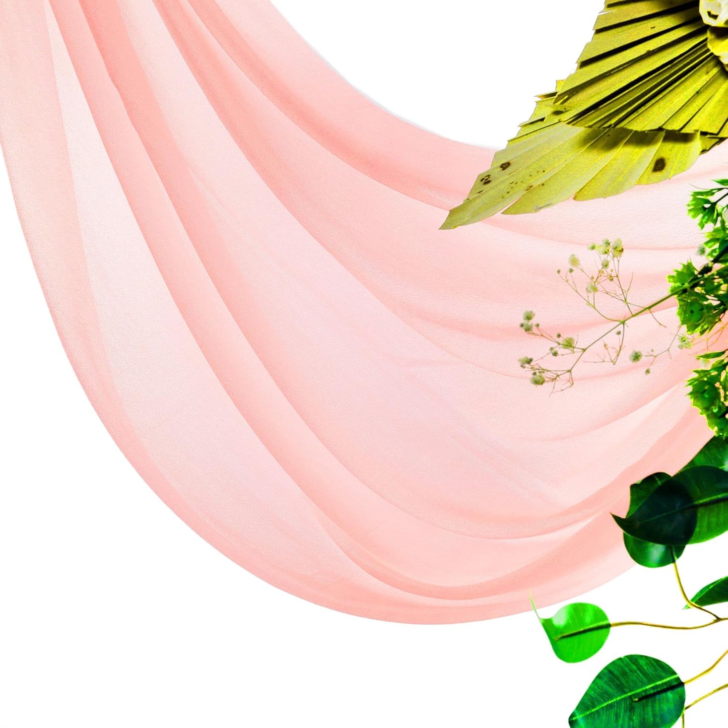 VDS Pack of 1 Panel (30 Inch X 50 Feet) Wedding Arch Draping Fabric Sheer Chiffon Fabric Drapery for Wedding Ceremony Reception Swag Backdrop Canopy Chuppah ARBO Altars Decoration (Peach)