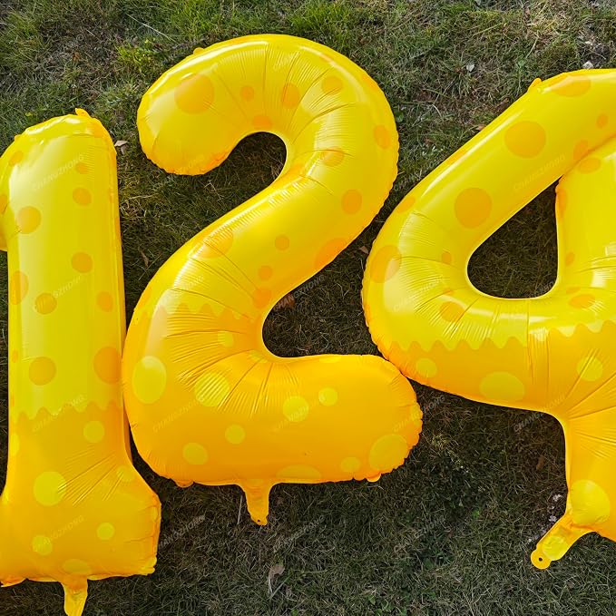 40in Yellow Polka Dot Number 2 Helium Foil Polyester Film Balloon Digital 2 | - Image 5