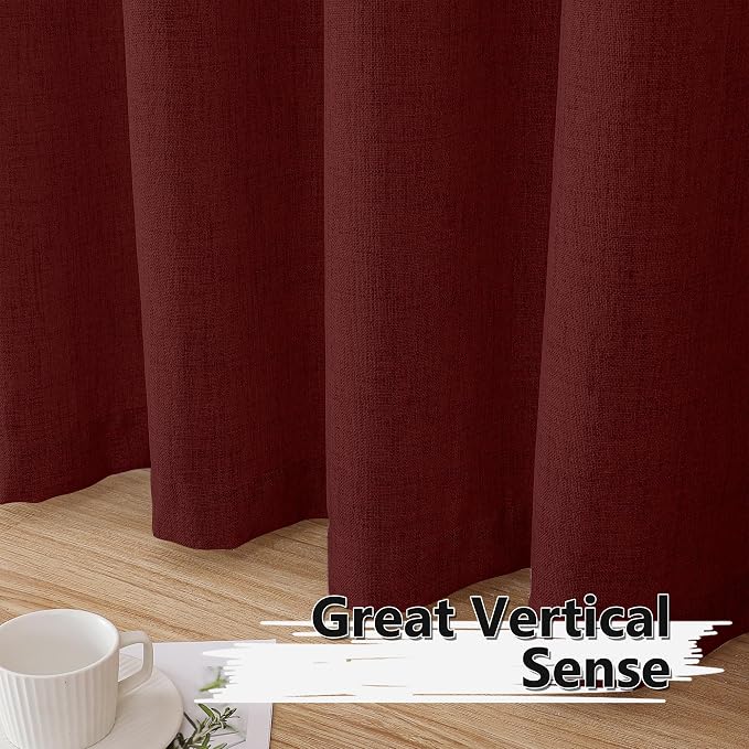 Tollpiz Linen Tier Curtains Rod Pocket Semi Sheer Short Kitchen Curtain Half - Image 4
