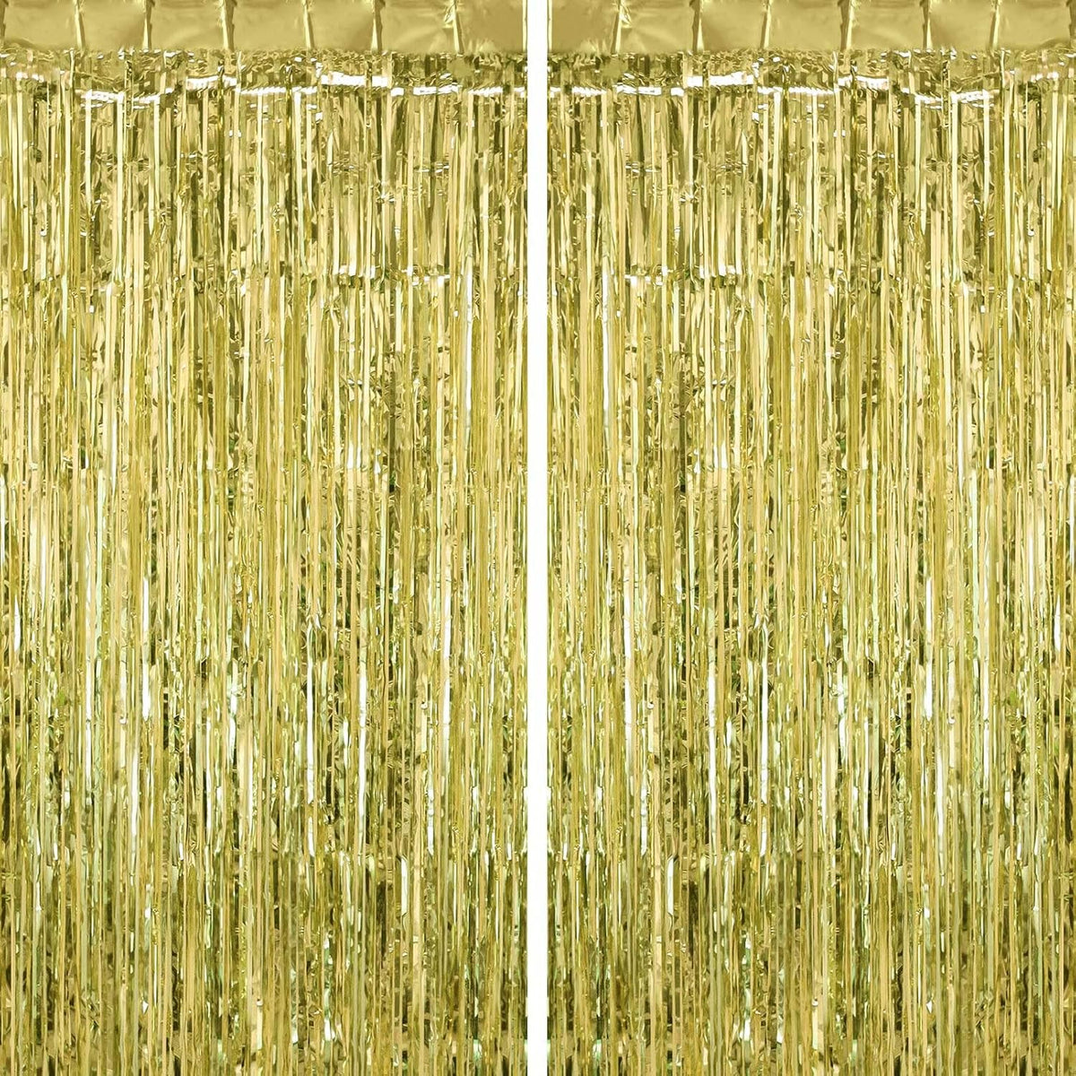 2 Pack Light Green Fringe Curtains Foil Shiny Fringe Backdrop Tinsel Door Streamers Foil Curtains for Birthday Wedding Engagement Bridal Shower Celebration Party Decorations Large