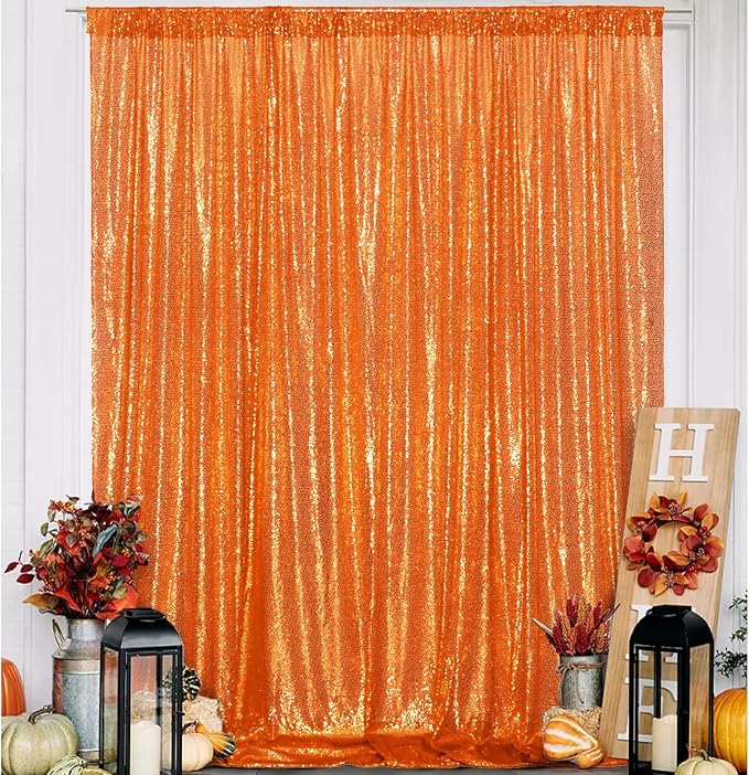 Eternal Beauty Orange 3mm Sequin Backdrop 20x10 Ft - Image 2