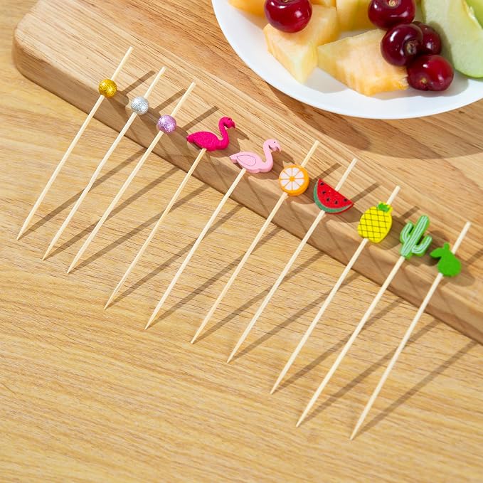 Bamboo Cocktail Picks 200 Pack – Flamingo Toothpicks 4.7 Inch Cocktail Sticks - Image 7
