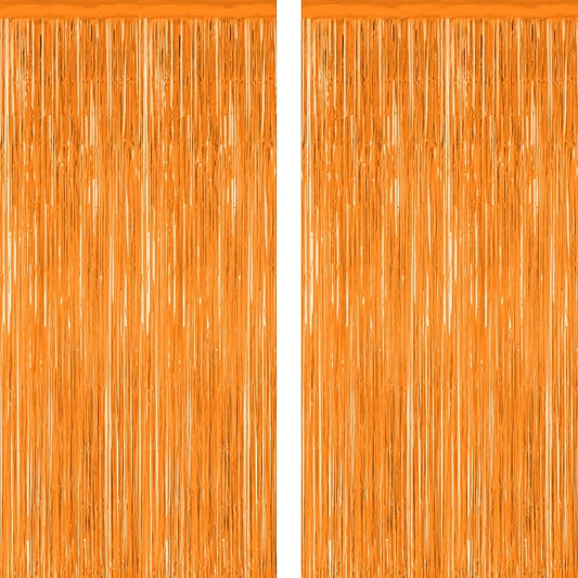ZATAYE 2 Pack Orange Halloween Foil Curtain Streamer Decorations | Orange by ZATAYE