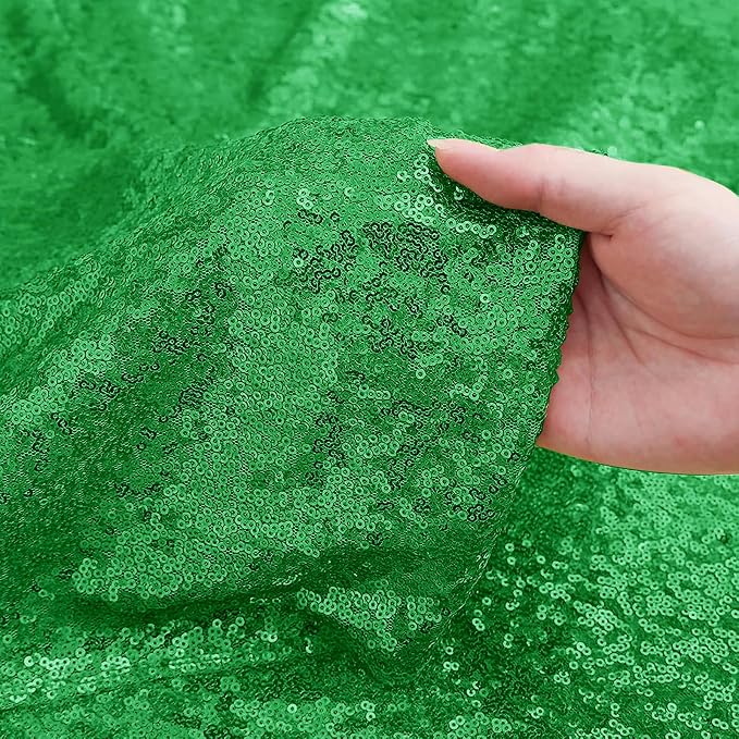 Sugargirl Grass Green Sequin Backdrop Curtain 4FTx8FT Glitter Grass Green - Image 6