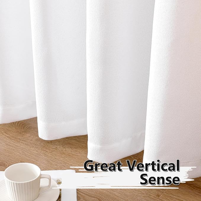Tollpiz Linen Curtains Bedroom Rod Pocket Semi Sheer Curtain Burlap Light - Image 4