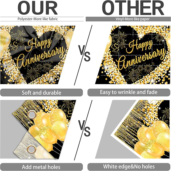 7x5 ft Floral Anniversary Backdrop Banner - Image 8