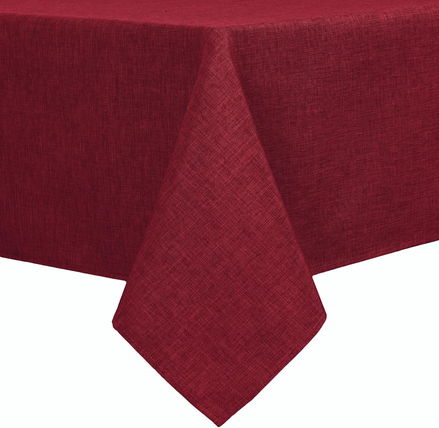 Hiasan Faux Linen Rectangle Tablecloth - Wrinkle and Stain Resistant Washable Table Cloth for Kitchen Dining Room Holiday Table Cover for Dinner, Red, 70 x 140 Inch