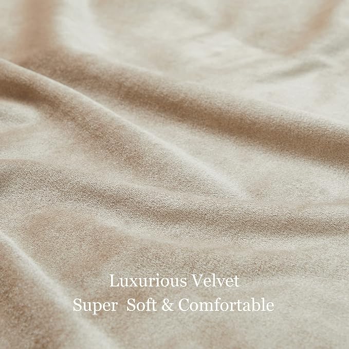 BULBUL Velvet Champagne Grommet Blackout Curtains 72 inch - Image 7