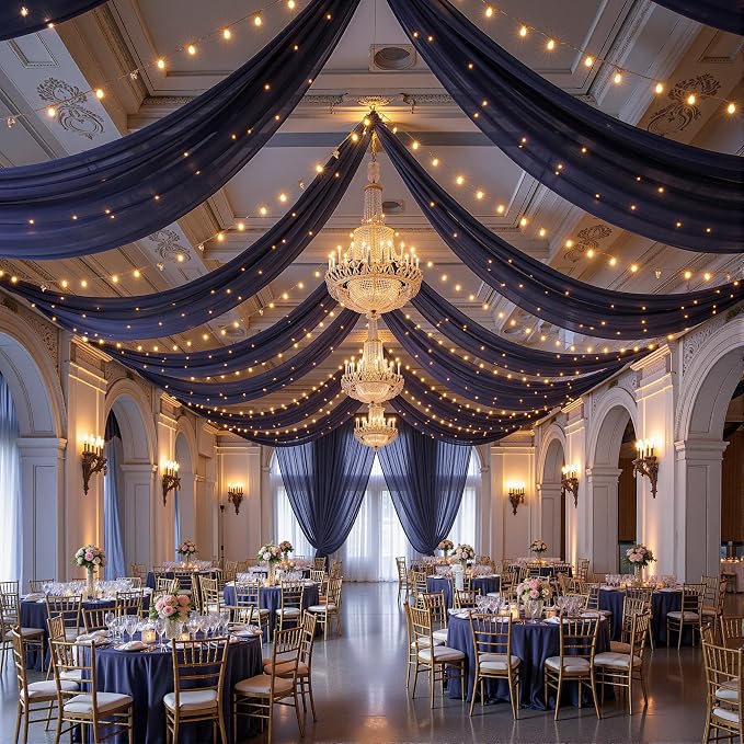 6 Panels Dark Blue Ceiling Curtains - Image 9