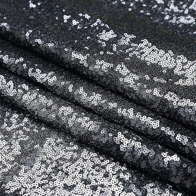Sugargirl Black Sequin Backdrop Curtain 3 Panels 2FTx8FT Glitter Black - Image 7