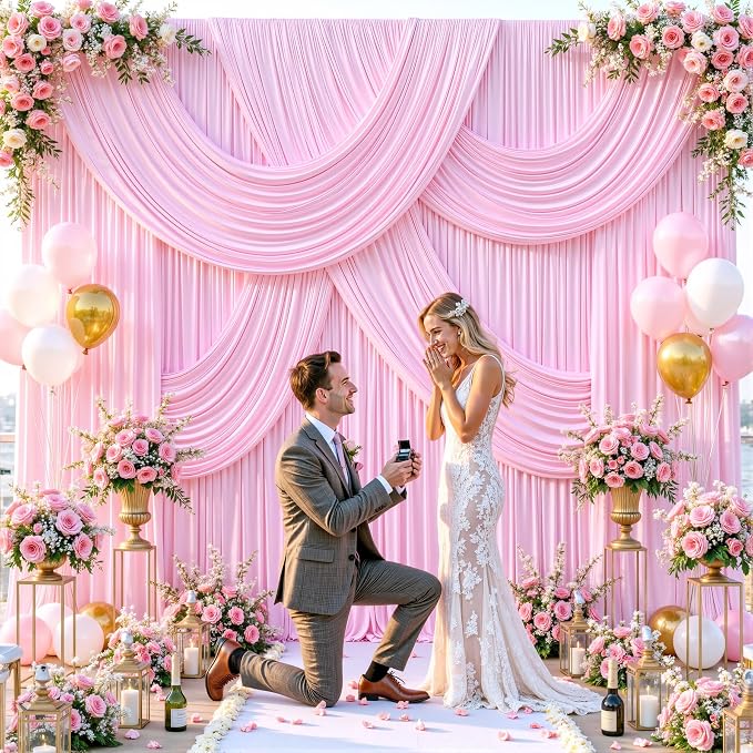 6 Panels Pink Backdrop Curtains - Image 3