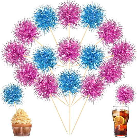 Chinco 100 Pcs Foil Firework Cupcake Toppers Sparkle Tinsel Cake Toppers Cake by Chinco