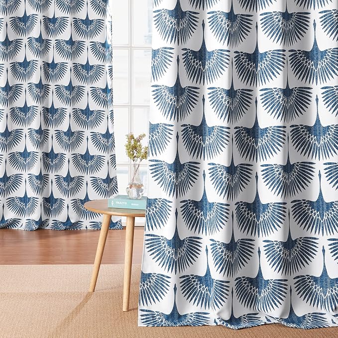 KGORGE Blackout Curtains Geometric Bird Pattern Farmhouse L 84" by KGORGE