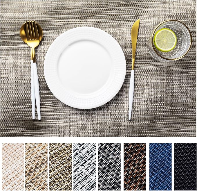 LEXMORE Placemats Set of 6 Vinyl/Plastic Woven Place Mats by lexmore