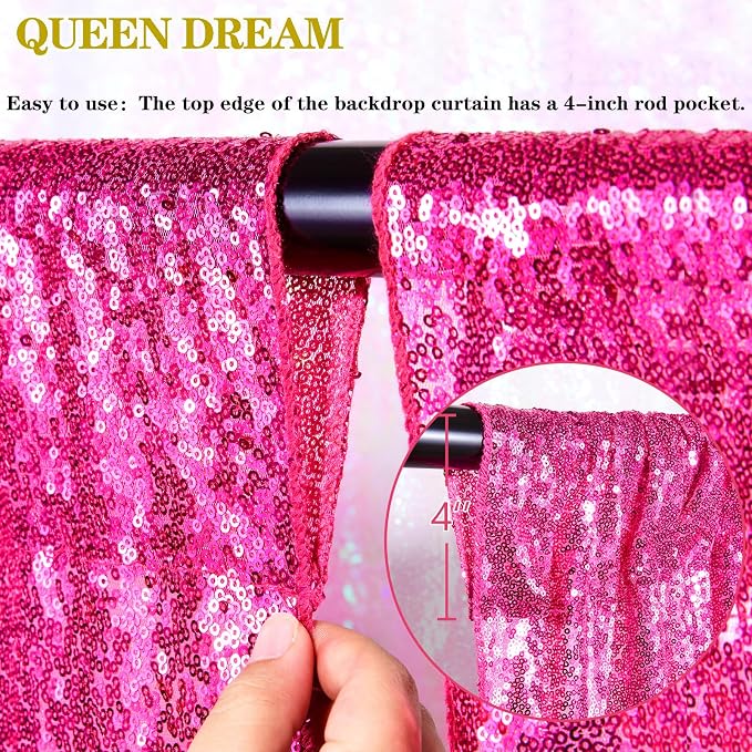 Party Backdrop Curtain 2ftx8ft Hot Pink Backdrop Drapes Curtains Panels | 6 - Image 5