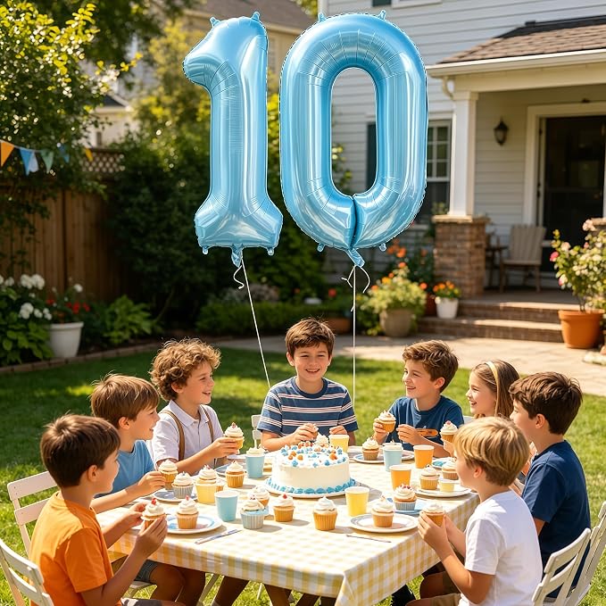 Pastel Blue 16 Balloon Number, Light Blue 16 Balloons - Image 2