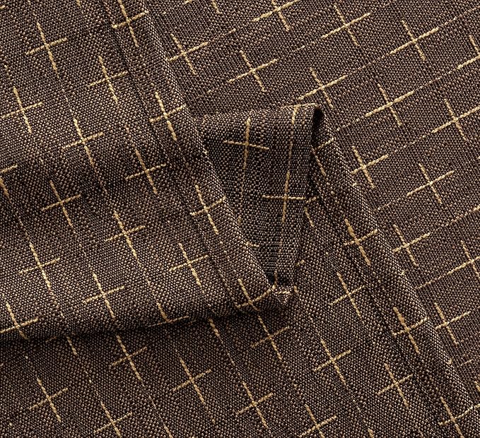MIULEE Patterned Farmhouse Linen Curtains, Back Tab, Dark Coffee | Linen - Image 5