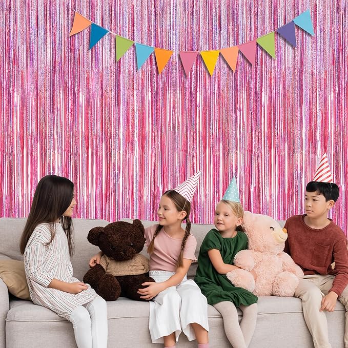 2 Pack Glitter Pink Backdrop, 3.28 FT x 7.05 FT Birthday Party Decorations - Image 6