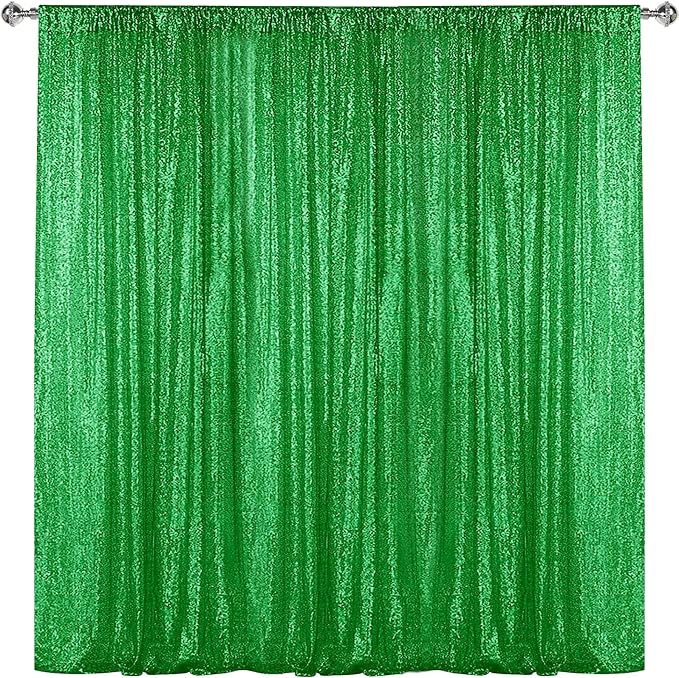 Sugargirl Grass Green Sequin Backdrop Curtain 8FTx8FT Glitter Grass Green by Sugargirl