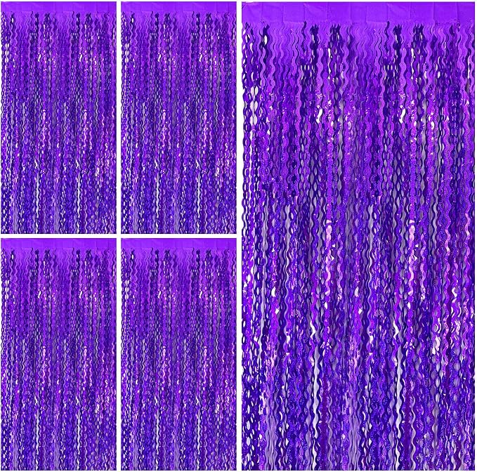 Tinsel Foil Fringe Curtains Wavy Backdrop by BOMSI