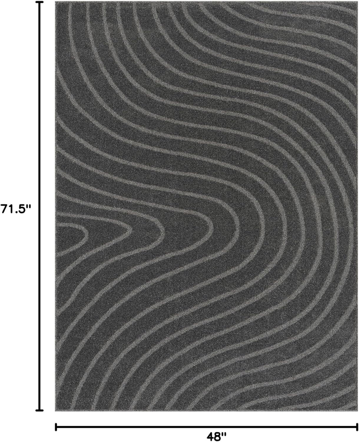 LUXE WEAVERS Modern Geometric Wave Anthracite 4x6 Area Rug