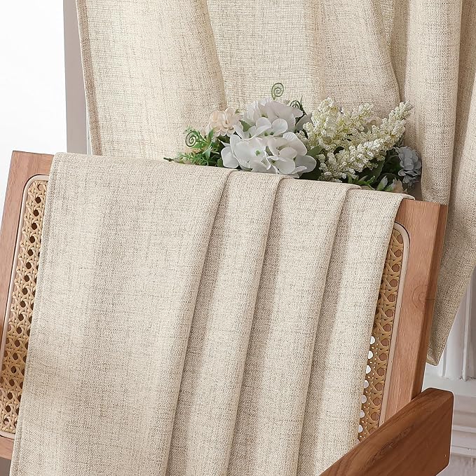 Tollpiz Linen Tier Curtain Rod Pocket Semi Sheer Half Kitchen Curtains Burlap - Image 6
