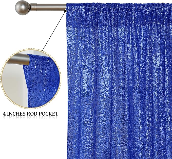 Sugargirl Royal Blue Sequin Backdrop Curtain 10FTx10FT Glitter Royal Blue - Image 6