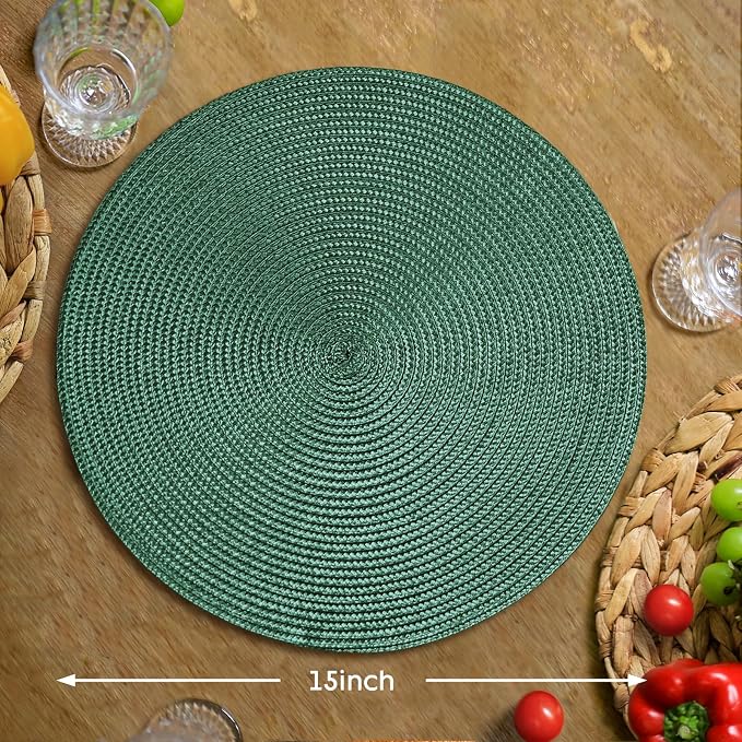 FunWheat Round Braided Placemats Set of 8 Table Mats - Image 2