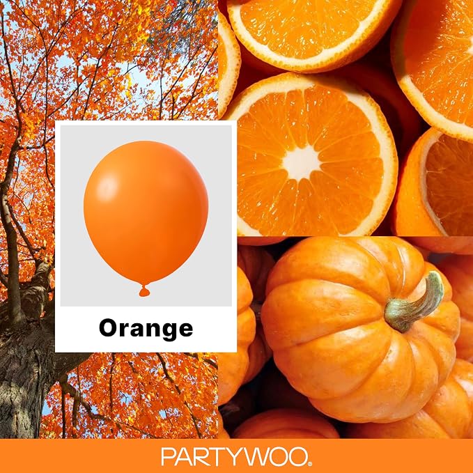 PartyWoo Orange Balloons 100pcs Fall Latex Helium Balloons Different Sizes | 18 - Image 2