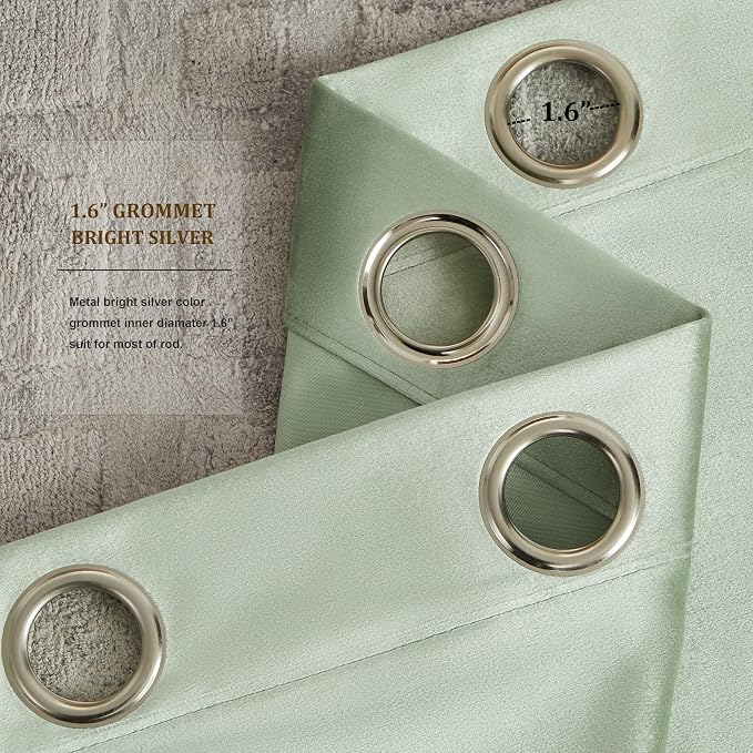 BULBUL Velvet Sage Green Blackout Curtains 63 inch - Image 3