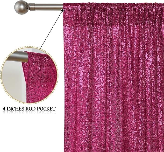 Sugargirl Fuchsia Sequin Backdrop Curtain 4FTx8FT Glitter Fuchsia Background - Image 5