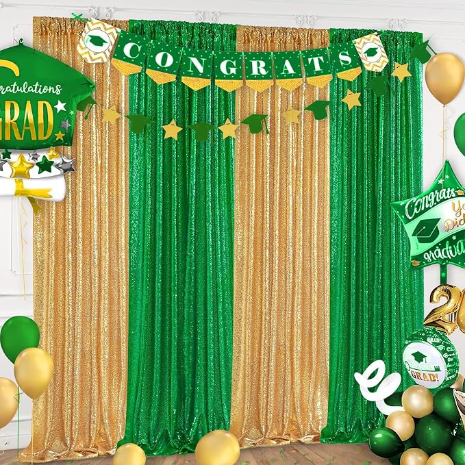 Sequin Backdrop Curtains 6 Packs 2ftx8ft Green Photo Background Drapes | - Image 6