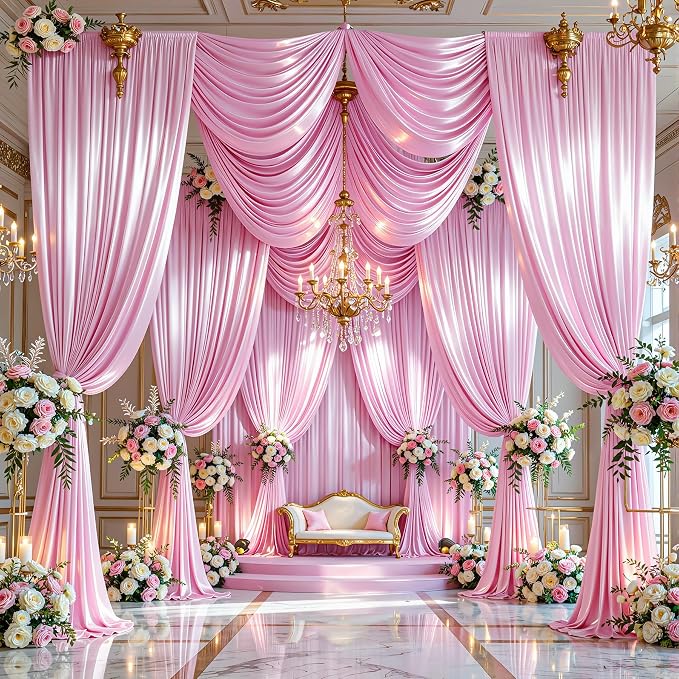 20x10ft Pink Glitter Backdrop Curtain - Image 3