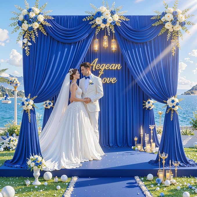 10ft x 8ft Wrinkle Free Royal Blue Backdrop Curtains - Image 5