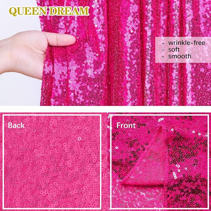 Party Backdrop Curtain 2ftx8ft Hot Pink Backdrop Drapes Curtains Panels | 6 - Image 4