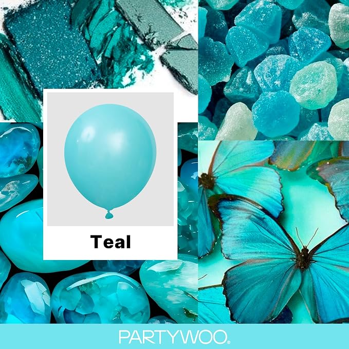 PartyWoo Teal Balloons 123pcs Turquoise Dark Teal Color 5 Inch | 18 12 10 5 - Image 2