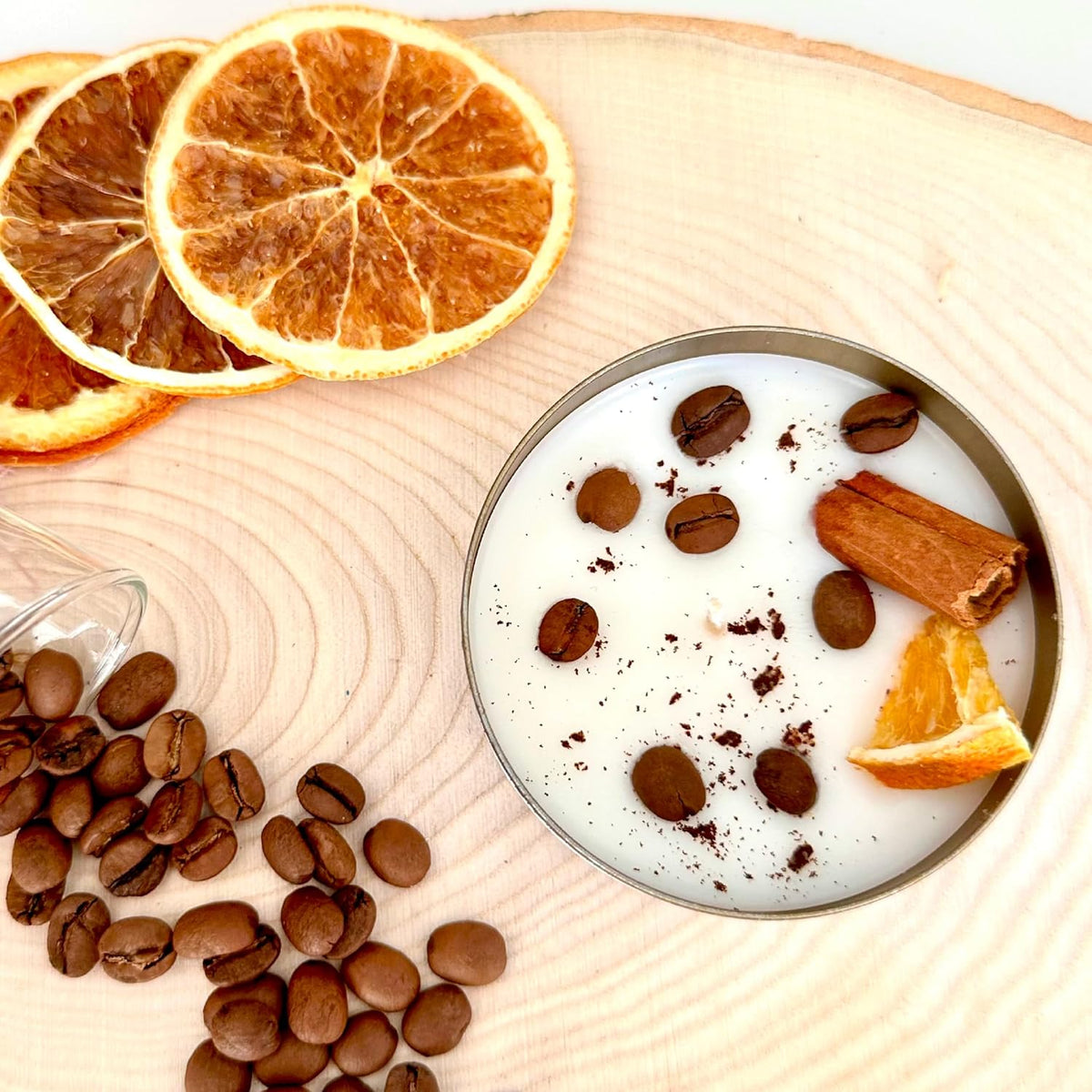 Coffee Scented Soy Wax Candle Favors with Hand-Placed Orange and Cinnamon Stick - Handmade Gift Set for Wedding Guest - Bridal Shower Baby Shower Birthday (20 Pieces)
